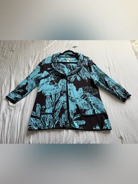 Chico's Turquoise & Black Floral  Jacket